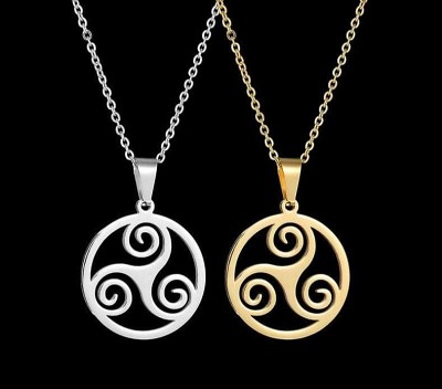 Celtic Triple Spiral Stainless Steel Pendant Necklace