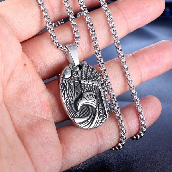 Native American Eagle Headdress Stainless Steel Necklace
