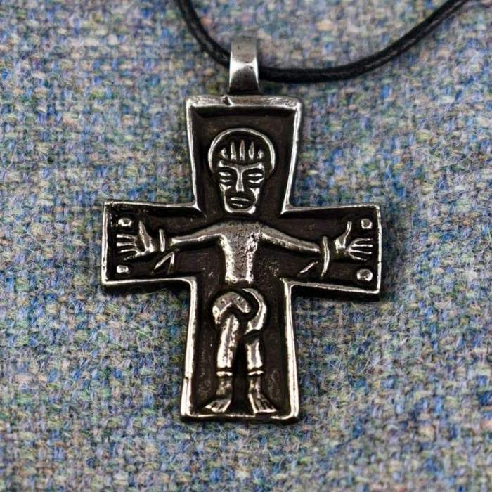 Vikings Old Christian Cross Pewter Pendant