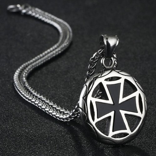 Templar Cross Stainless Steel Pendant Necklace