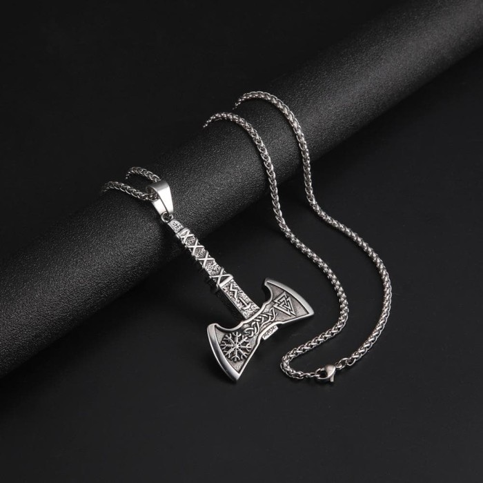 Viking Nordic Weapon Axe Stainless Steel Necklace