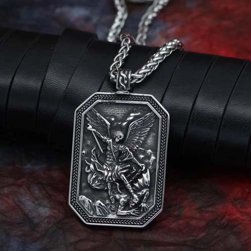 Roman St.Michael Stainless Steel Amulet Necklace