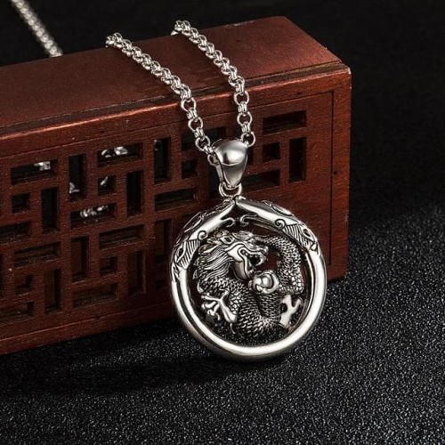 Vikings Dragon 925 Sterling Silver Pendant Necklace