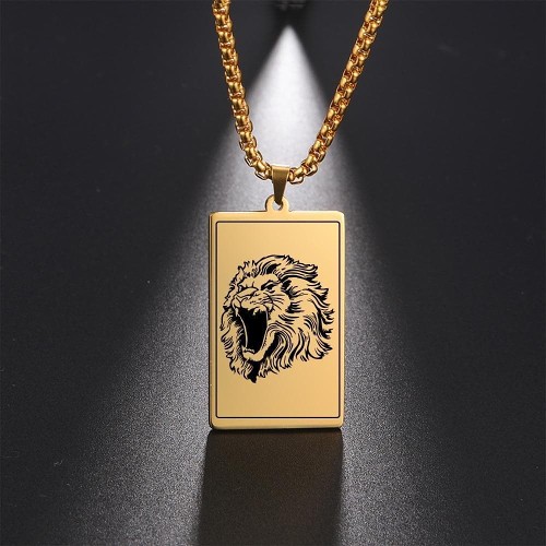 Ancient Greece Golden Lion Stainless Steel Necklace