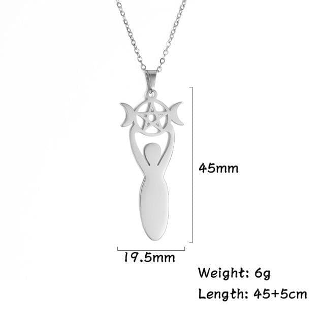 Wiccan Moon Phase Goddess Stainless Steel Necklace