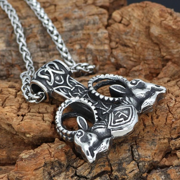 Vikings Thor's Rams Stainless Steel Pendant Necklace