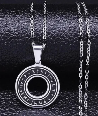 Viking Rune Alphabet Stainless Steel Pendant Necklace