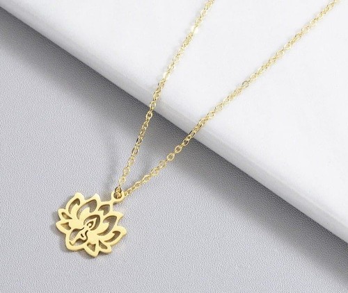 Ancient Egypt Lotus Flower Stainless Steel Necklace