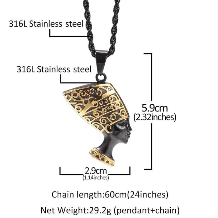 Ancient Egypt Nefertiti Stainless Steel Necklace