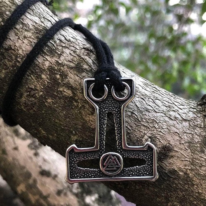 Vikings Thor's Hammer Valknut Stainless Steel Necklace