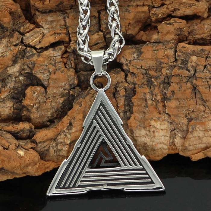 Vikings Valknut and Raven Stainless Steel Necklace