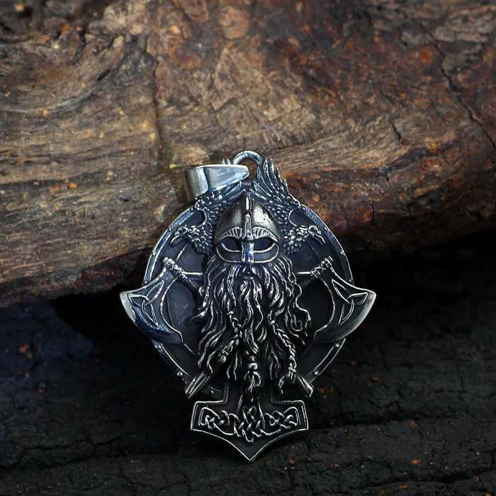Vikings Warrior and Axe Stainless Steel Necklace