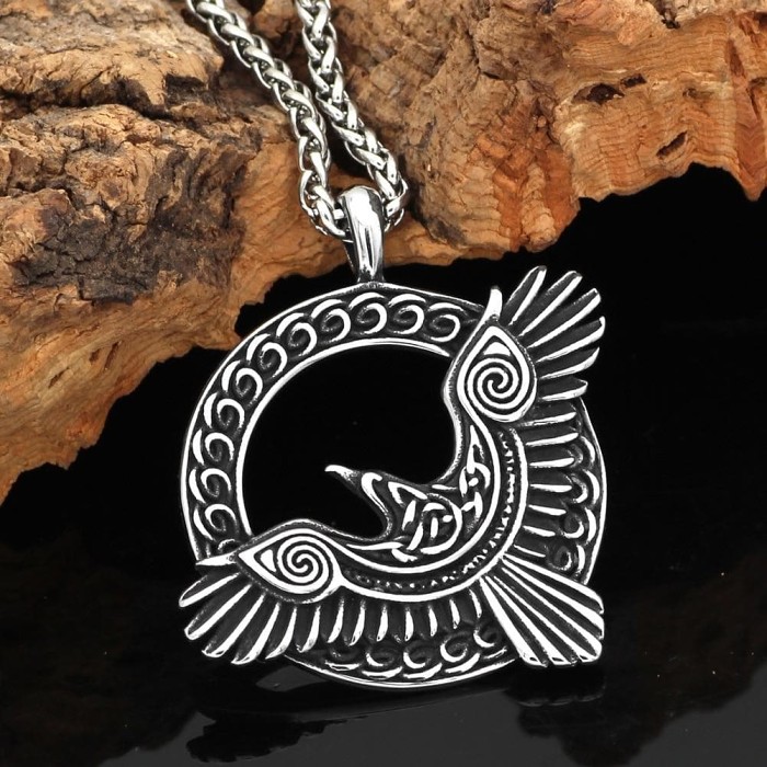 Viking Raven - Huginn Stainless Steel Pendant & Necklace