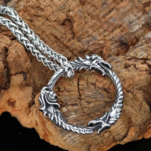Vikings Amulet Dragon Stainless Steel Necklace