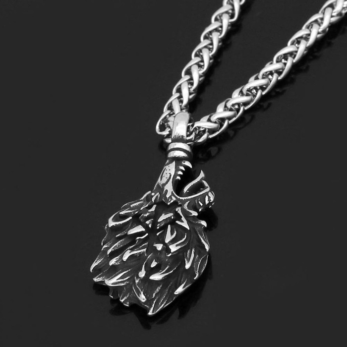 Viking Odin Wolf Head Fenrir Necklace