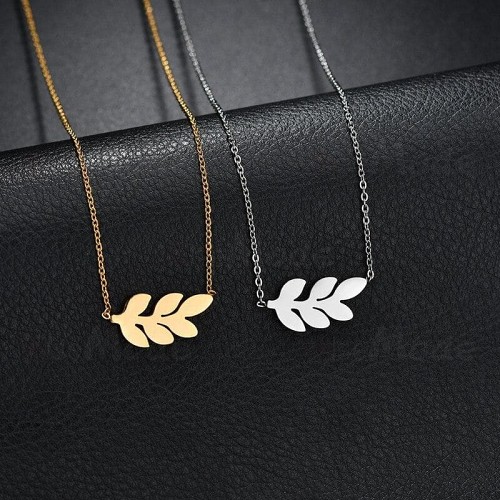 Ancient Greece Laurel Solid Stainless Steel Necklace