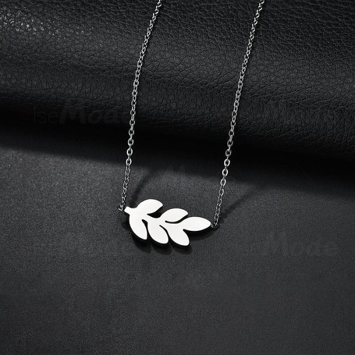 Ancient Greece Laurel Solid Stainless Steel Necklace