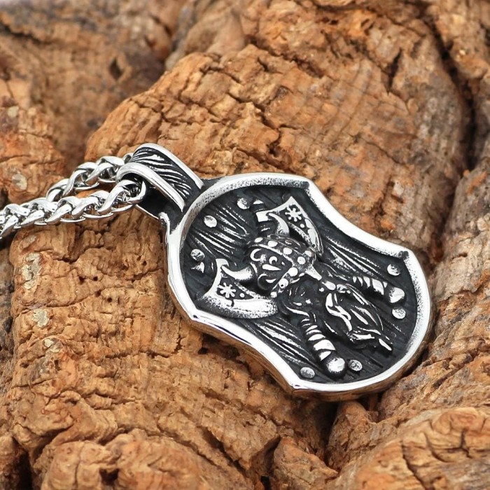 Viking Odin Shield Axe Warrior Necklace