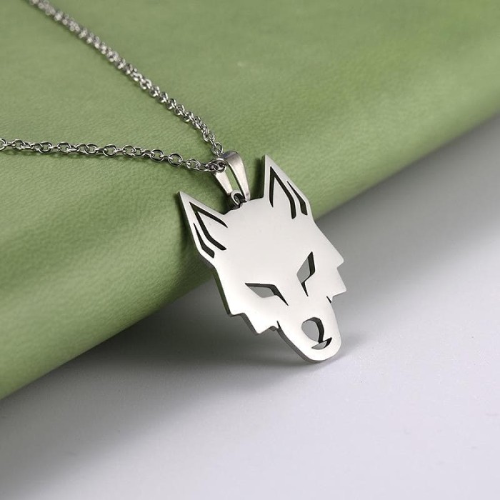 Viking Fenrir Nordic Wolf Stainless Steel Necklace