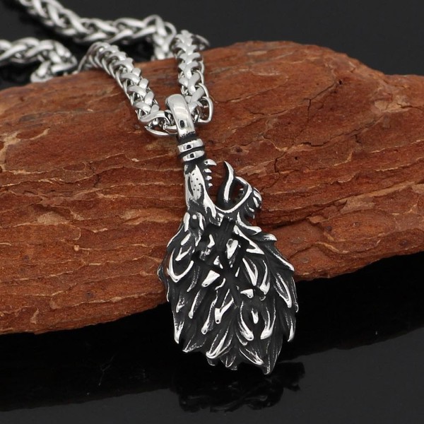 Viking Odin Wolf Head Fenrir Necklace