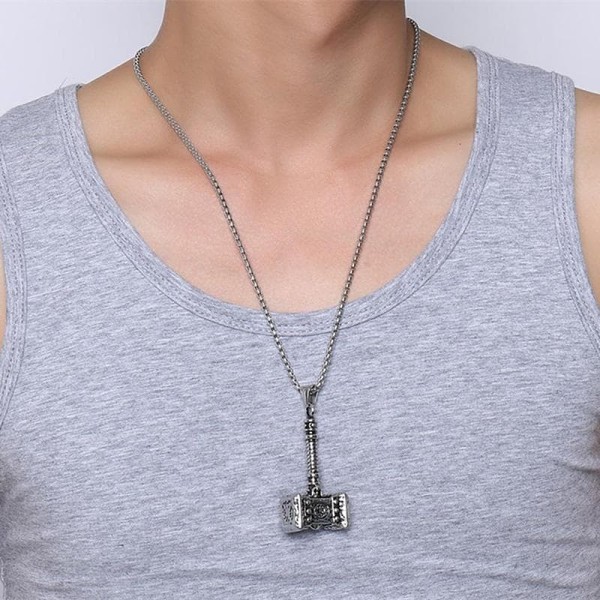 Vikings Thor's Hammer Stainless Steel Pendant Necklace