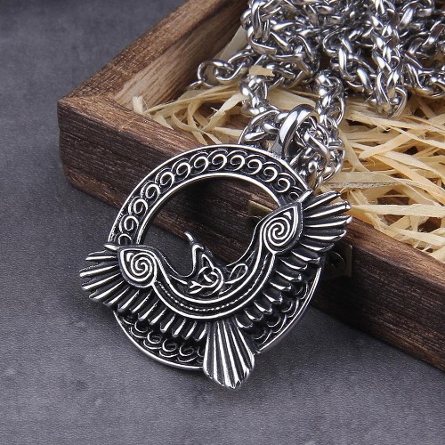 Viking Raven 316L Grade Stainless Steel Necklace