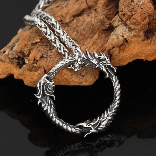 Vikings Amulet Dragon Stainless Steel Necklace