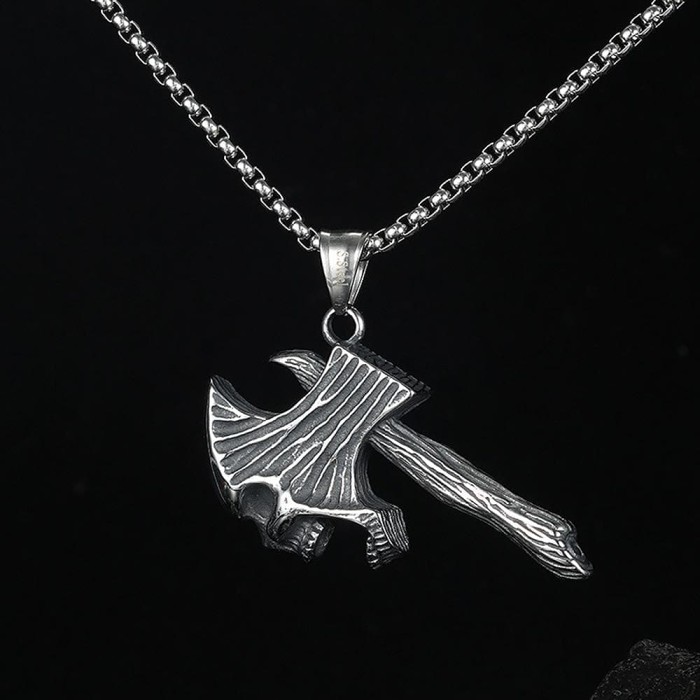 Viking Weapon Nordic Axe Stainless Steel Necklace