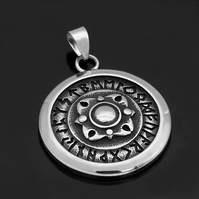 Viking Shield Rune and Compass Talisman Pendant & Necklace