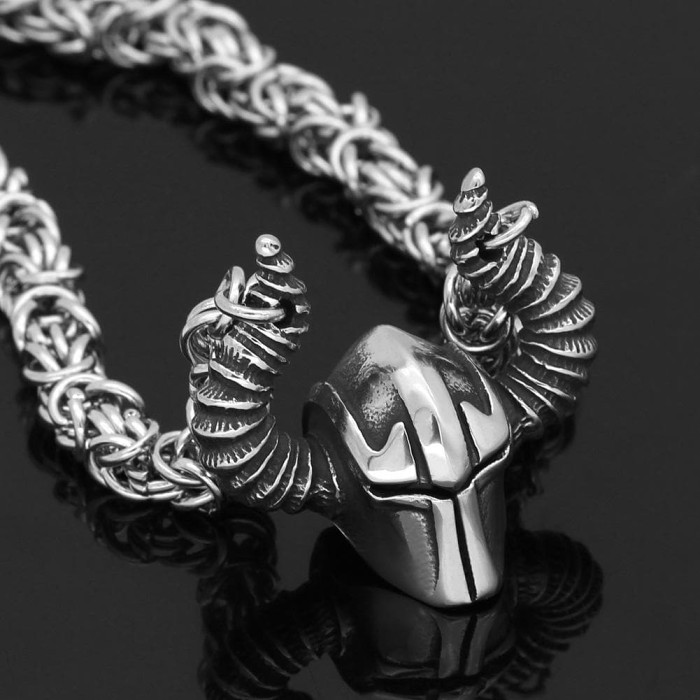 Vikings Horned Helmet Stainless Steel Necklace