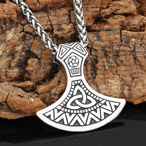Vikings Triquetra Axe Stainless Steel Pendant & Necklace