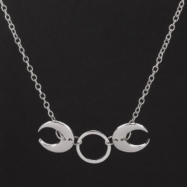 Wiccan Triple Moon Phase Stainless Steel Necklace