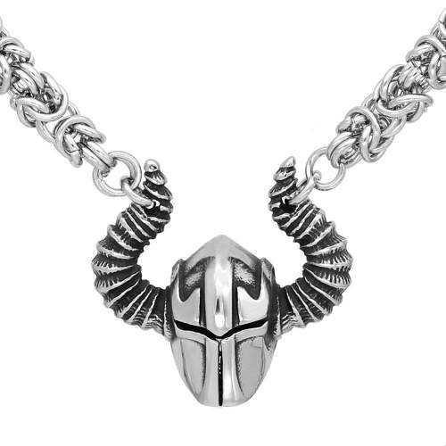 Vikings Horned Helmet Stainless Steel Necklace