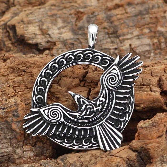 Viking Raven - Huginn Stainless Steel Pendant & Necklace