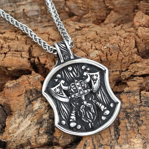 Viking Odin Shield Axe Warrior Necklace