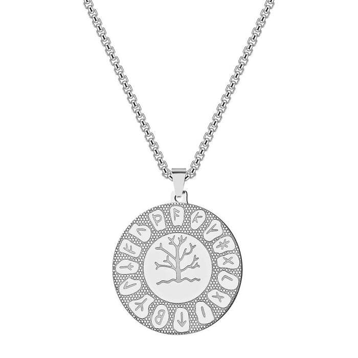 Viking Tree Ygdrassil Runic Stainless Steel Necklace