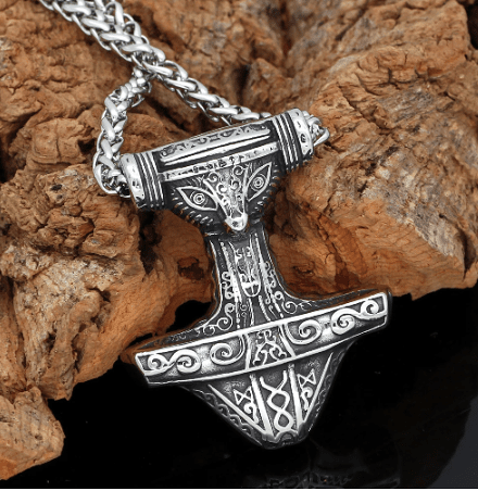 Vikings Raven Mjölnir Pendant Necklace