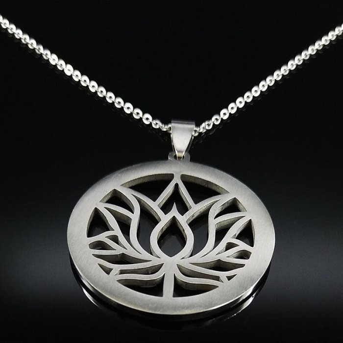 Ancient Egypt Lotus Flower Stainless Steel Necklace