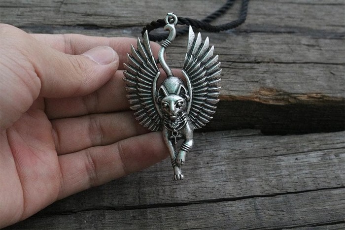 Ancient Egypt Bastet Goddess of Cats Stainless Steel Necklace