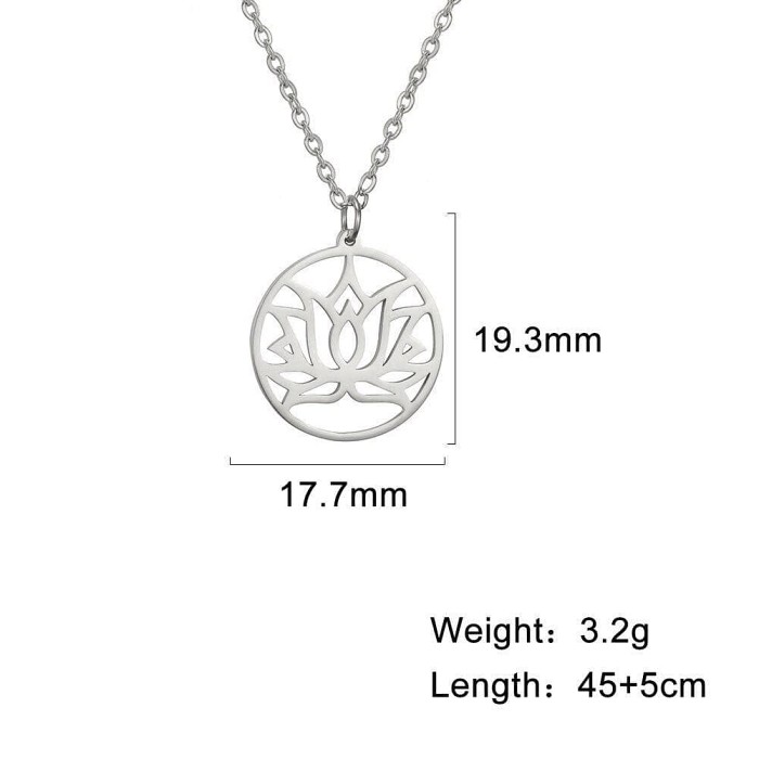 Ancient Egypt Flower Lotus Stainless Steel Necklace