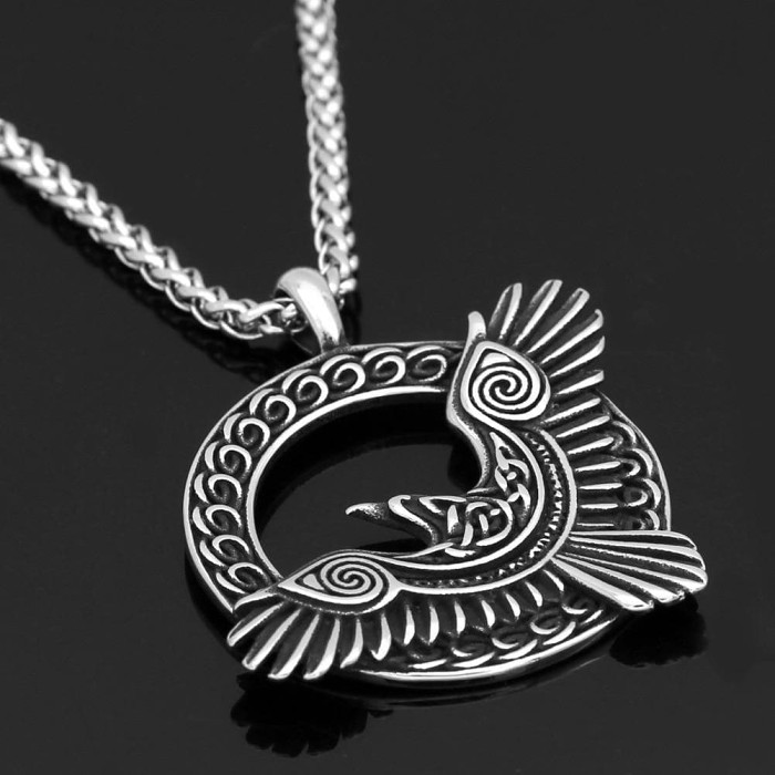 Viking Raven - Huginn Stainless Steel Pendant & Necklace