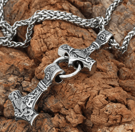Vikings Mjolnir Stainless Steel Pendant Necklace