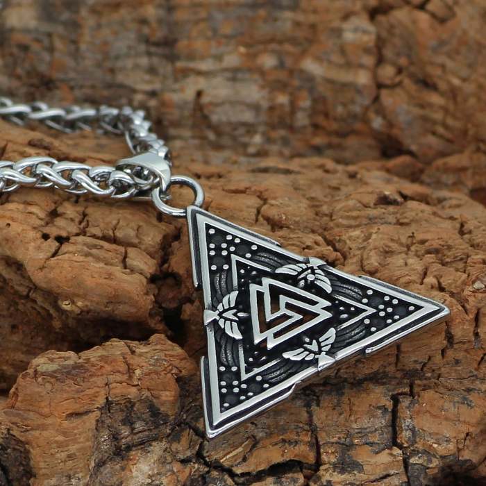 Vikings Valknut and Raven Stainless Steel Necklace