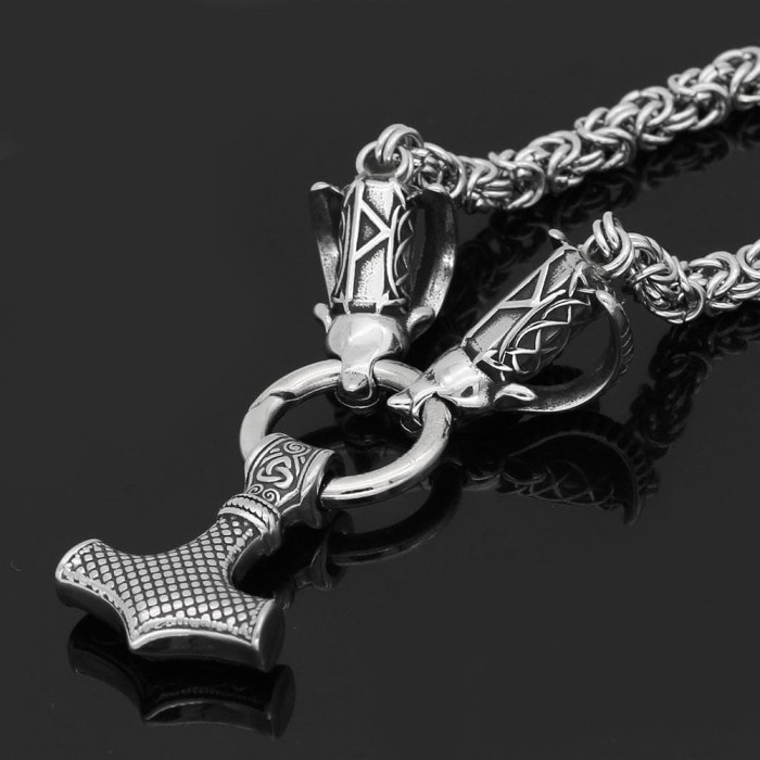 Vikings Mjolnir Stainless Steel Ram Chain Necklace
