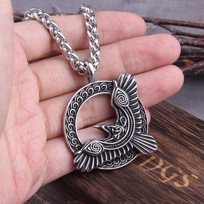Viking Raven 316L Grade Stainless Steel Necklace