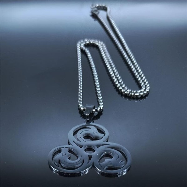 Celtic Spiral Triskele Stainless Steel Necklace
