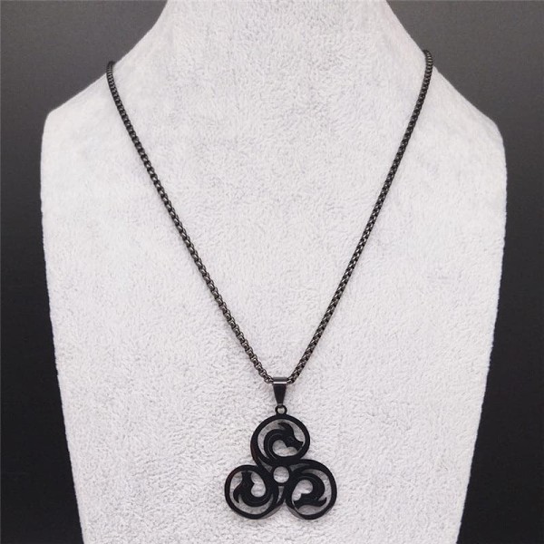Celtic Spiral Triskele Stainless Steel Necklace