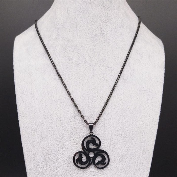 Celtic Spiral Triskele Stainless Steel Necklace