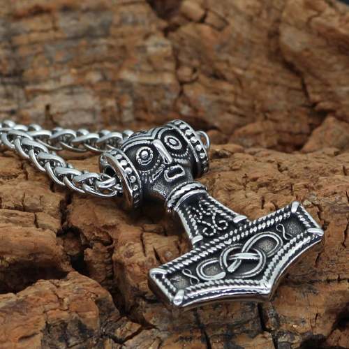 Vikings Mjolnir and Celtic Knot Stainless Steel Necklace