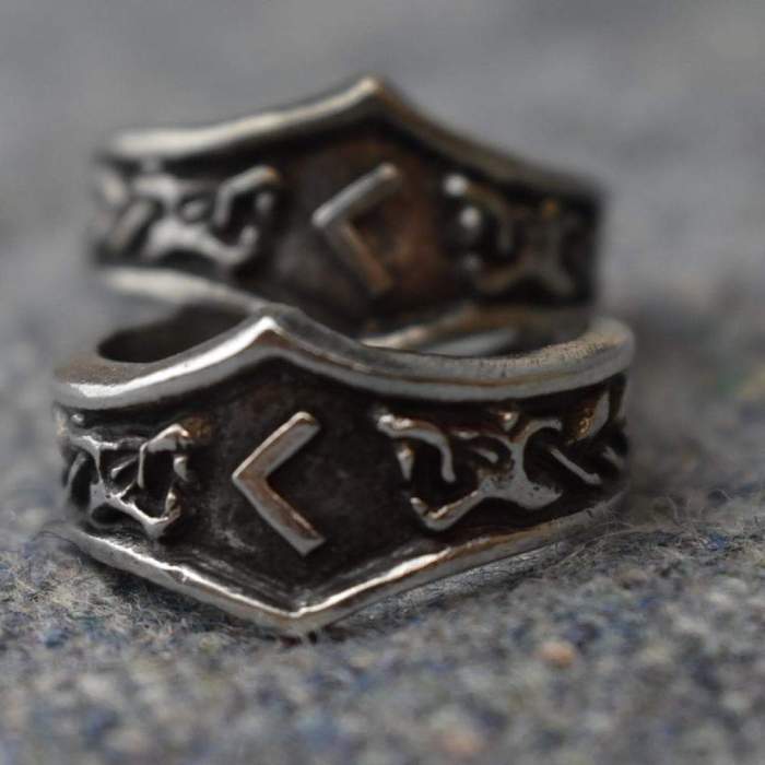 Vikings Runic Alphabet Dragon Knotwork Pewter Ring